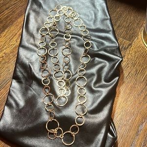 Hammered linked circle necklace 2 in 1 can be worn single or doubled gold filled
